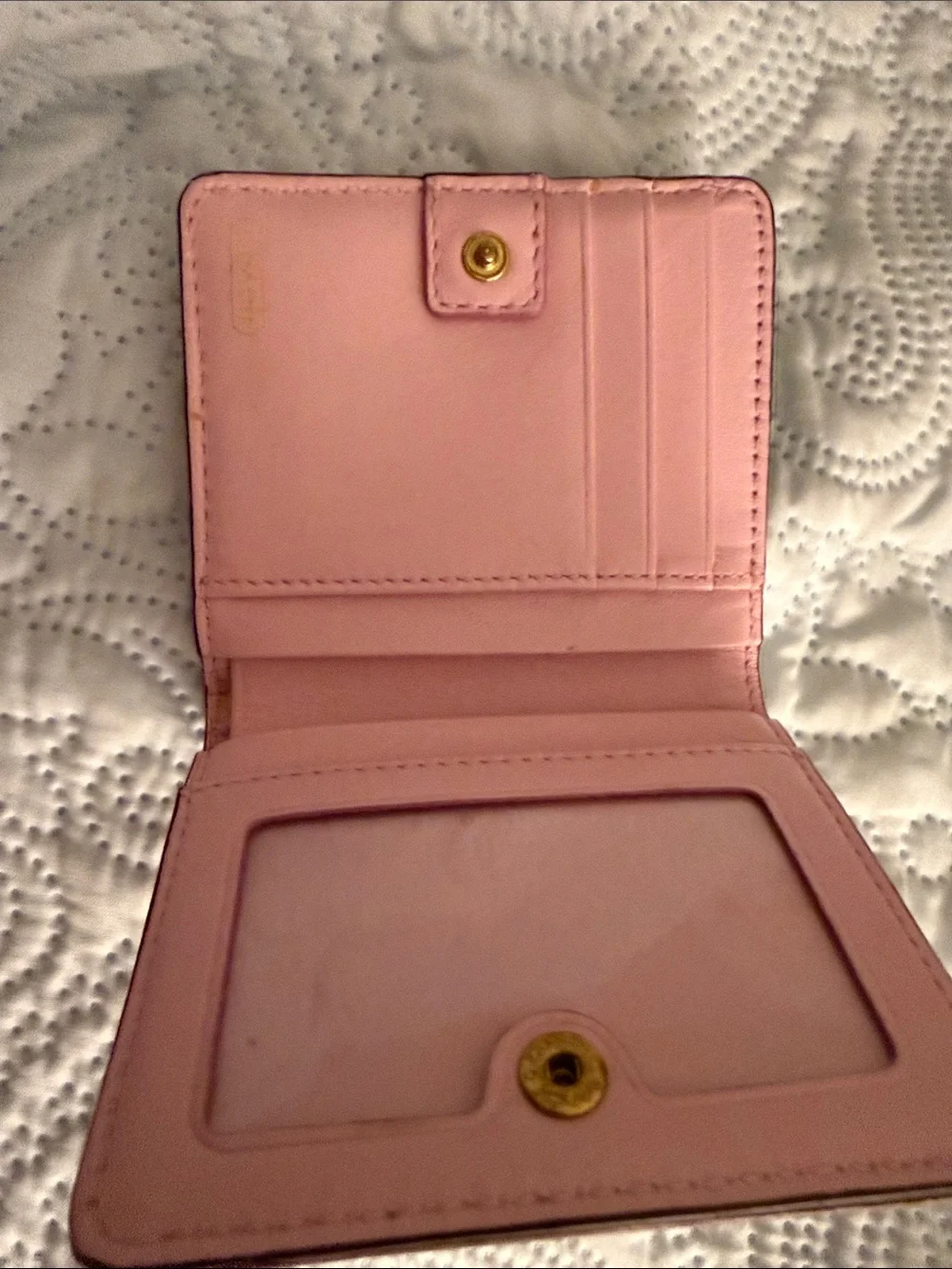 Coach Tan and Brown Signature Canvas Card Holder with Gold Hardware